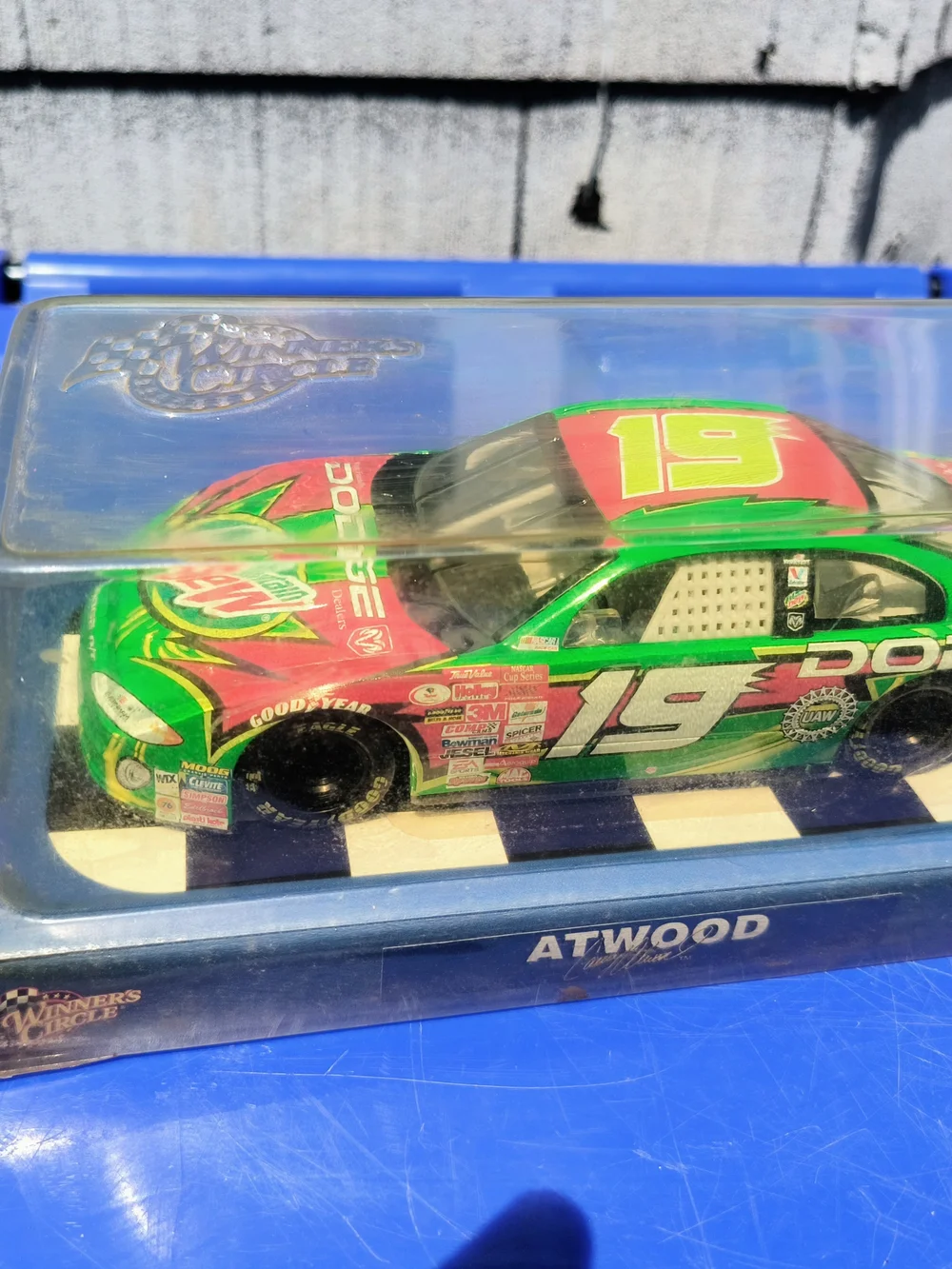 Die-Cast Mountain Dew 19 Dodge Nascar Toy Car - Green 1/24 Scale Dated 2002